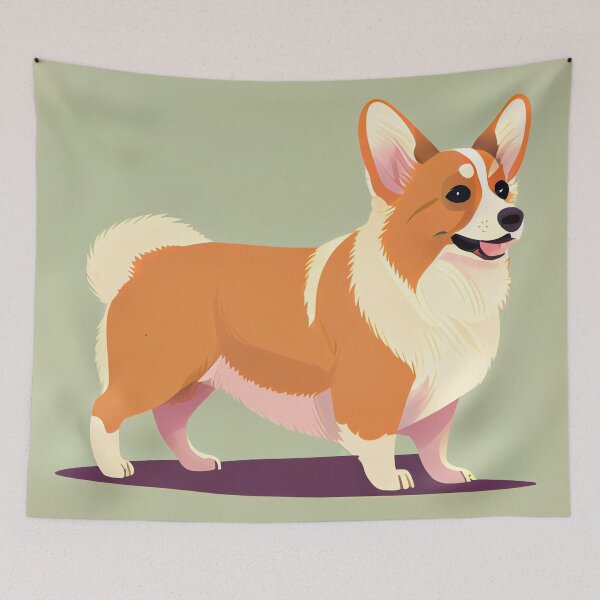 Item preview, Flat Happy Corgi Cartoon Digital Painting designed and sold by CodeAndColors.