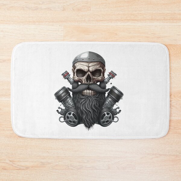 Item preview, SKULL BEARD DARK MECHANIC PISTON CAR MOTORCYCLE COLOR #ogirdor designed and sold by ogirdorgraphics.