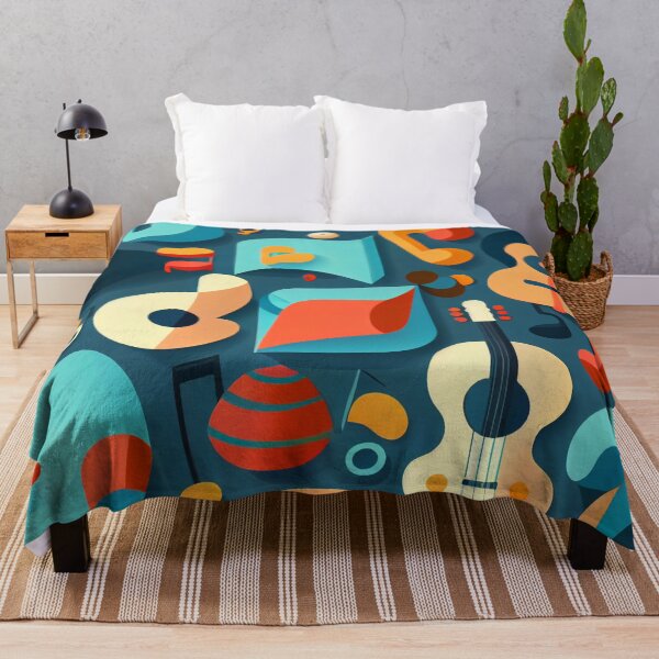 Item preview, Bright Vibrant Music and Guitar Pattern Digital Painting designed and sold by CodeAndColors.