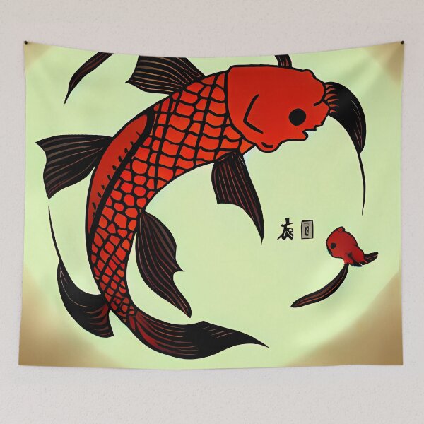 Item preview, Koi fish drawing designed and sold by BigBrainArtwork.