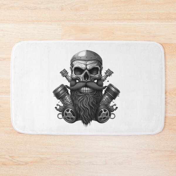 Item preview, SKULL BEARD DARK MECHANIC PISTON CAR MOTORCYCLE BLACK designed and sold by ogirdorgraphics.