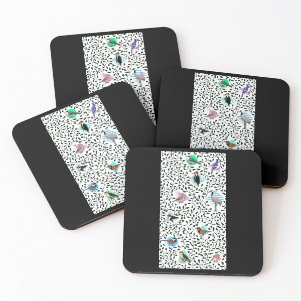 Item preview, Birds of the 80s Neon Pattern - Green Leaves designed and sold by ParadisoVia.