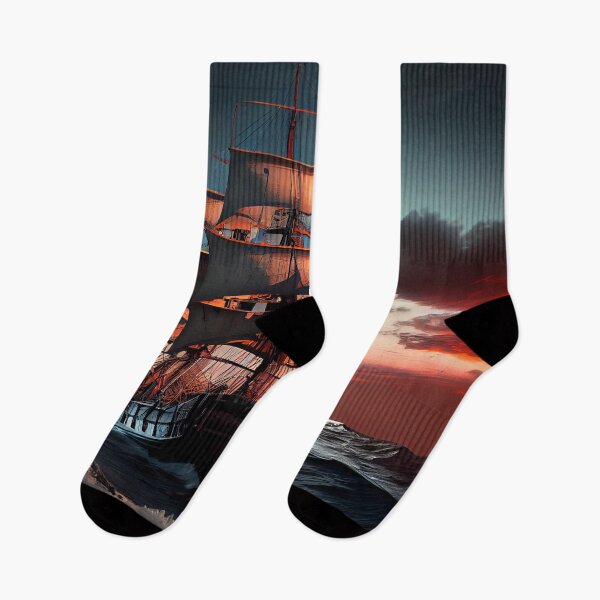 Item preview, Ship at sea under a red sky designed and sold by GoBeyondChannel.