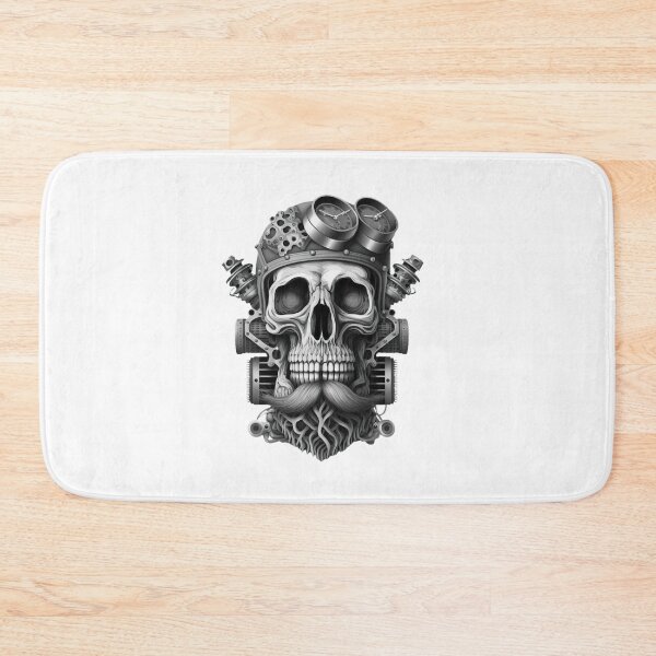 Item preview, SKULL BEARD DARK MECHANIC PISTON CAR MOTORCYCLE BLACK designed and sold by ogirdorgraphics.