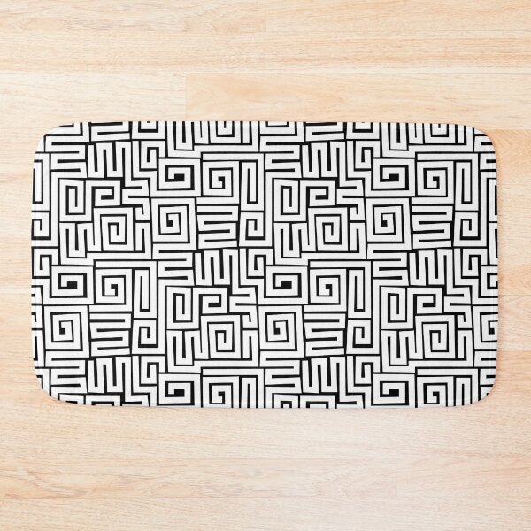 Item preview, Kuba Style Pattern 280922 - White on Black designed and sold by Artberry.