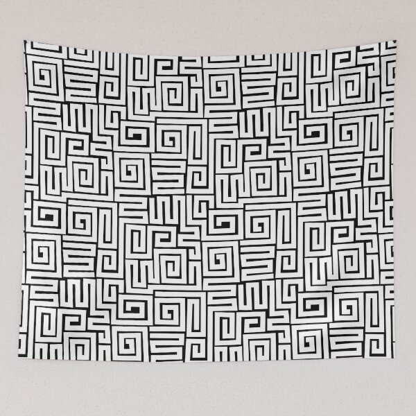Item preview, Kuba Style Pattern 280922 - White on Black designed and sold by Artberry.