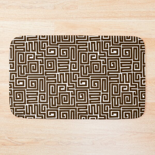 Item preview, Kuba Style Pattern 280922 - Dark Brown on White designed and sold by Artberry.