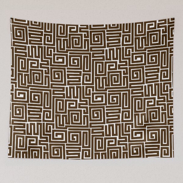 Item preview, Kuba Style Pattern 280922 - Dark Brown on White designed and sold by Artberry.