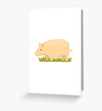 Pig And Piglet Toy Farm Animal Cute Sticker Greeting Card
