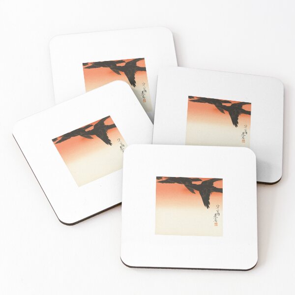 Item preview, Crows and Red Sky Vintage Japanese Print by Shibata Zeshin designed and sold by Oldetimemercan.