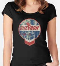 Weinlese Chevron-Öl- und -gaszeichen Tailliertes Rundhals-Shirt