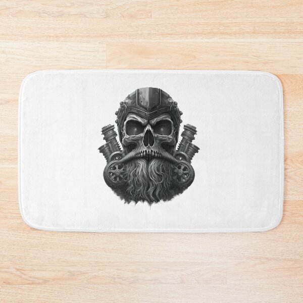 Item preview, SKULL BEARD DARK MECHANIC PISTON CAR MOTORCYCLE BLACK designed and sold by ogirdorgraphics.