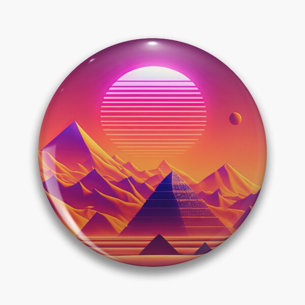 Item preview, Electro-Chromatic Oasis: A Retrowave Pyramid Landscape designed and sold by Mullet Monkey.
