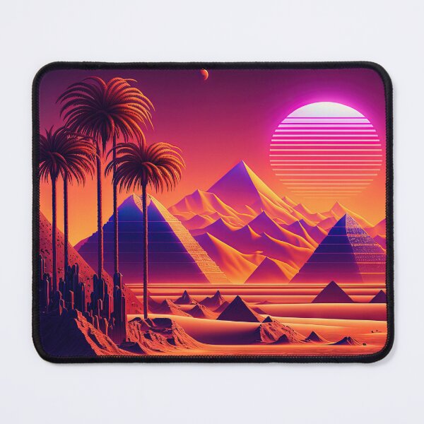 Item preview, Electro-Chromatic Oasis: A Retrowave Pyramid Landscape designed and sold by Mullet Monkey.