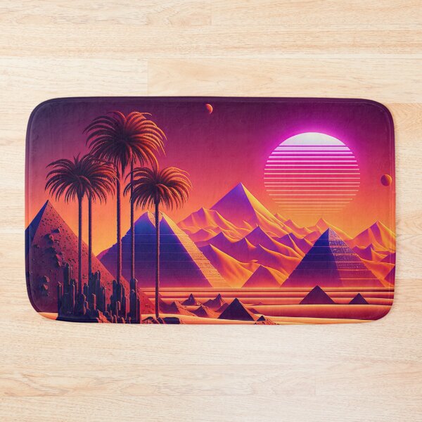 Item preview, Electro-Chromatic Oasis: A Retrowave Pyramid Landscape designed and sold by Mullet Monkey.