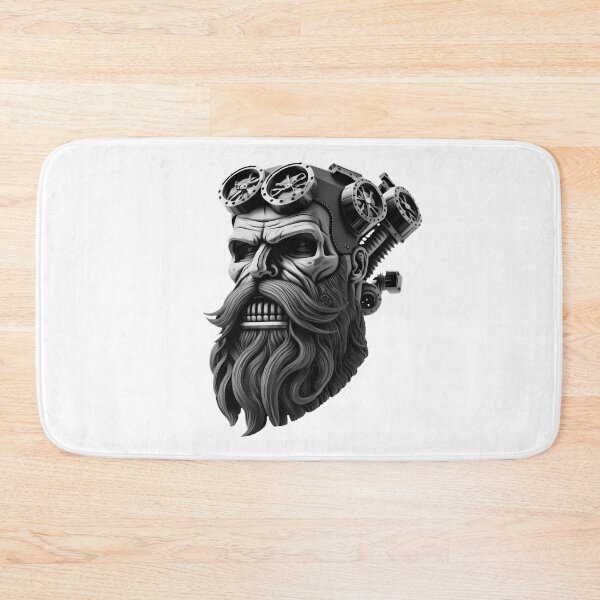 Item preview, SKULL BEARD DARK MECHANIC PISTON CAR MOTORCYCLE BLACK designed and sold by ogirdorgraphics.