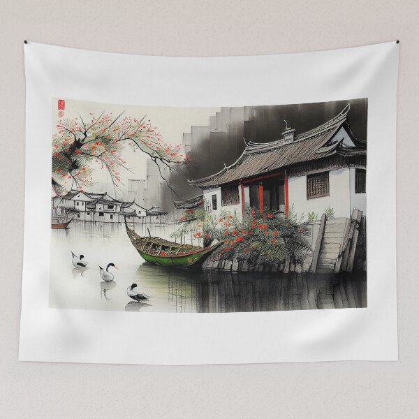 Item preview, A traditional Chinese ink and watercolor landscape painting designed and sold by Patrick Edwards.