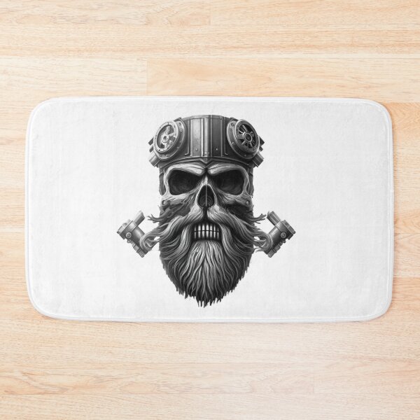 Item preview, SKULL BEARD DARK MECHANIC PISTON CAR MOTORCYCLE BLACK designed and sold by ogirdorgraphics.