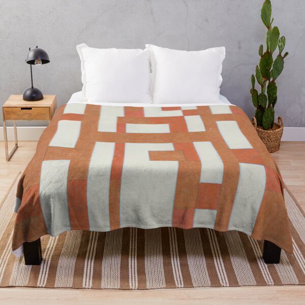 Item preview, Terracotta Geometric Abstract Artwork - Maze Escape - Copper and Off White designed and sold by Inomaly Art.