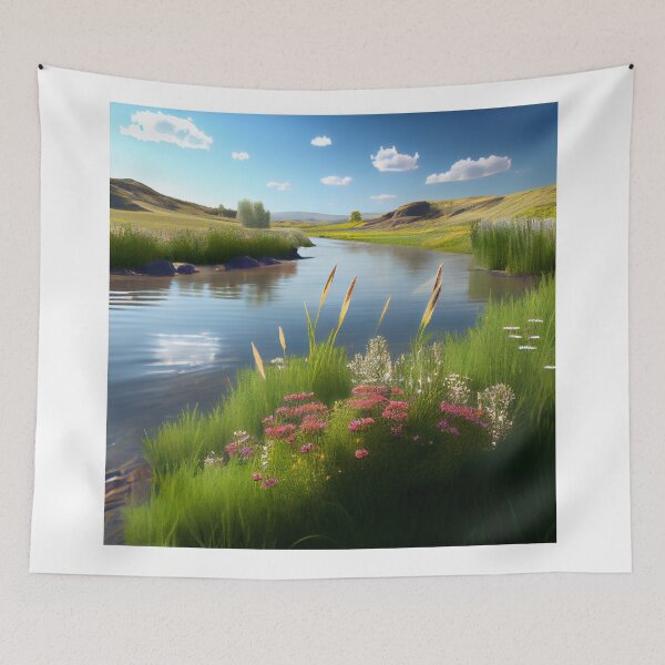 Item preview, A beautiful grassland landscape with a river designed and sold by Patrick Edwards.