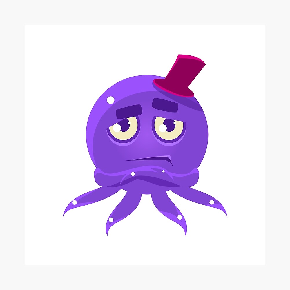 Snobbish Funny Octopus In Top Hat Emoji Poster By Topvectors Redbubble