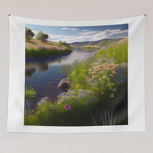Item preview, A beautiful grassland landscape with a river designed and sold by Patrick Edwards.