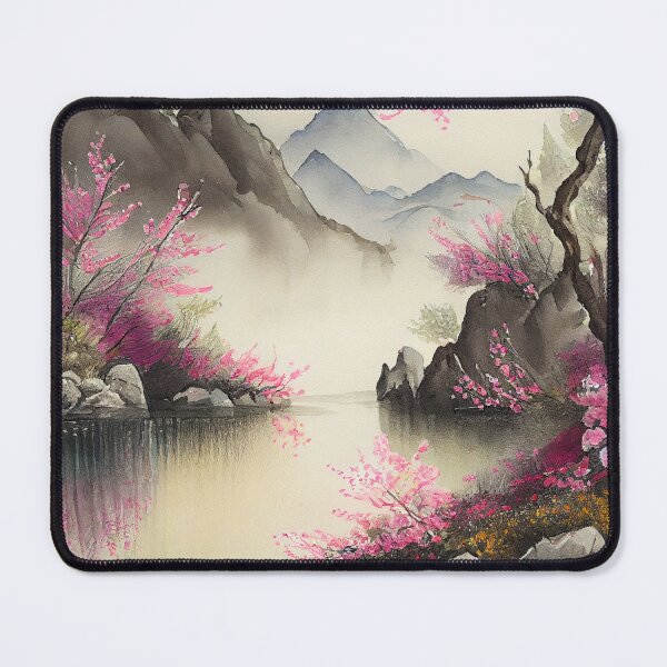 Item preview, A beautiful traditional Chinese landscape with cherry blossoms designed and sold by Patrick Edwards.
