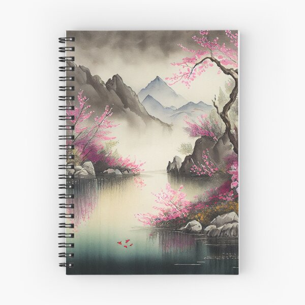 Item preview, A beautiful traditional Chinese landscape with cherry blossoms designed and sold by Patrick Edwards.