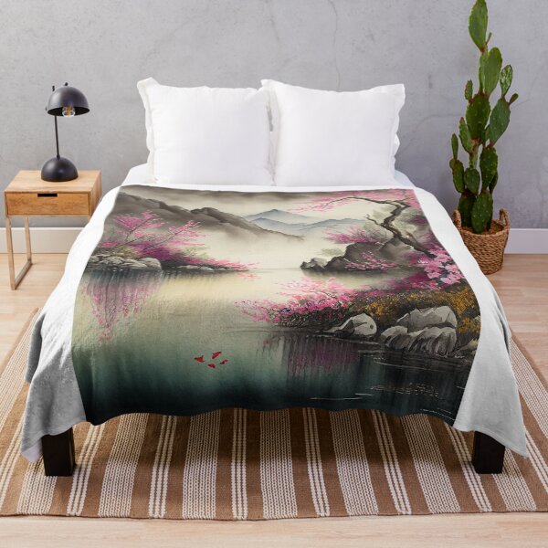 Item preview, A beautiful traditional Chinese landscape with cherry blossoms designed and sold by Patrick Edwards.