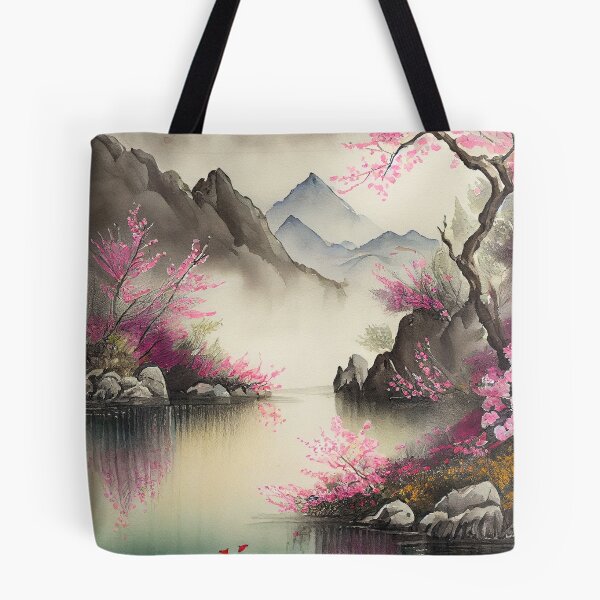 Item preview, A beautiful traditional Chinese landscape with cherry blossoms designed and sold by Patrick Edwards.