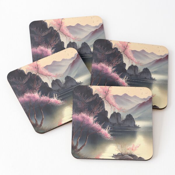 Item preview, A beautiful traditional Chinese landscape painting with cherry blossoms designed and sold by Patrick Edwards.