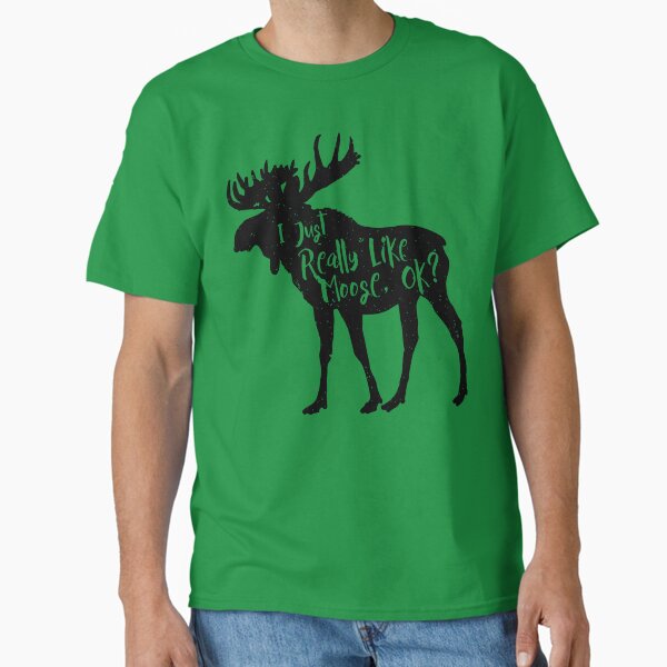Aperçu de l'œuvre J'aime vraiment beaucoup les élans, ok ? T-shirts amusants pour les amoureux des élans créée et vendue par Teemaniac.