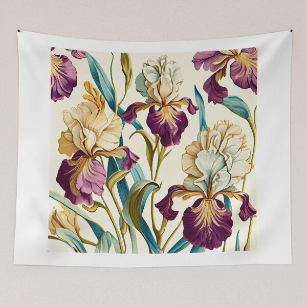 Item preview, A floral painting of irises inspired by Van Gogh designed and sold by Patrick Edwards.