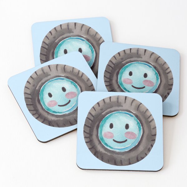 Item preview, smiling tire rollin' around! watercolor designed and sold by PicnicEggStyle.
