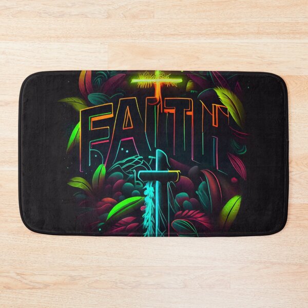 Item preview, Tropical-Themed Image with Neon Dreams Text Saying FAITH and Christian Crosses designed and sold by Art4Christ.