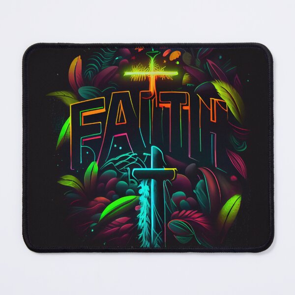 Item preview, Tropical-Themed Image with Neon Dreams Text Saying FAITH and Christian Crosses designed and sold by Art4Christ.