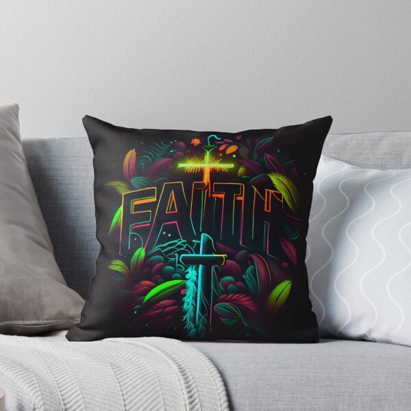 Item preview, Tropical-Themed Image with Neon Dreams Text Saying FAITH and Christian Crosses designed and sold by Art4Christ.