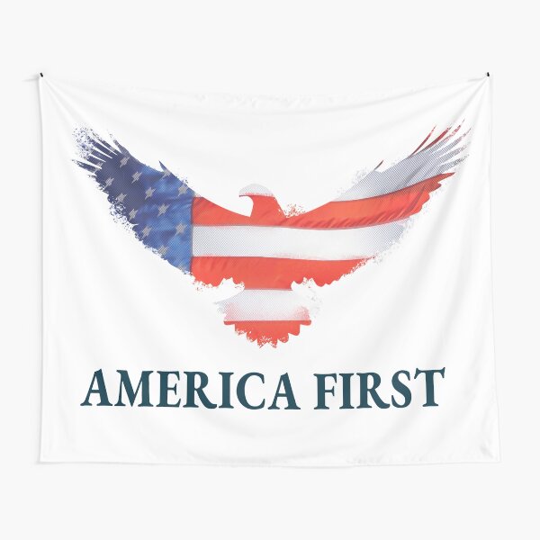Item preview, America First with Eagle colored with stars and stripes designed and sold by AmericaFreedom.