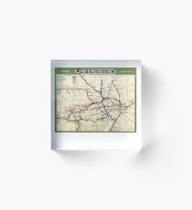 TUBE, UNDERGROUND, MAP, 1908, London, Historic, UK, GB, England, on WHITE Acrylic Block