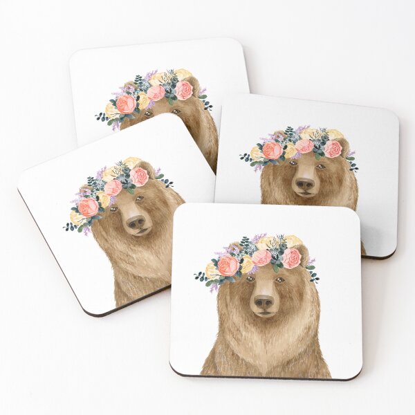 Item preview, a bear wears flower crown Sticker designed and sold by soe-arts.
