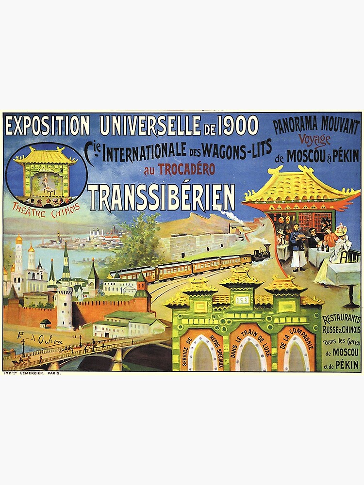 Disover TRANS SIBERIAN RAILWAYS : Vintage 1900 Train Travel Advertising Print Premium Matte Vertical Poster