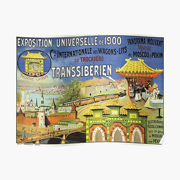 TRANS SIBERIAN RAILWAYS : Vintage 1900 Train Travel Advertising Print Poster