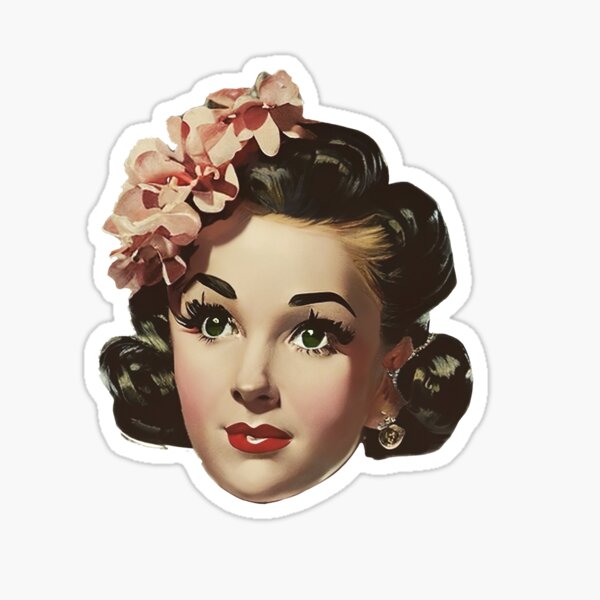 Flower Hair Pinup Girl Sticker For Sale By Cutestpinups Redbubble 5692