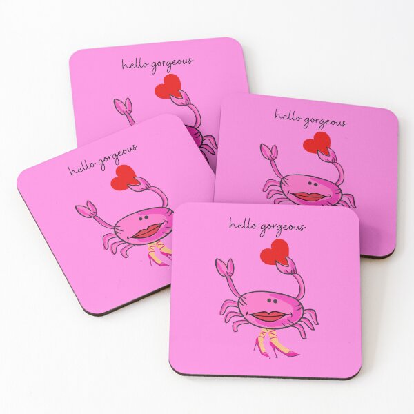 Item preview, HELLO GORGEOUS PINK CRAB 3 RED HEART PINK SHOES (medium pink background) designed and sold by EllieMonroe.