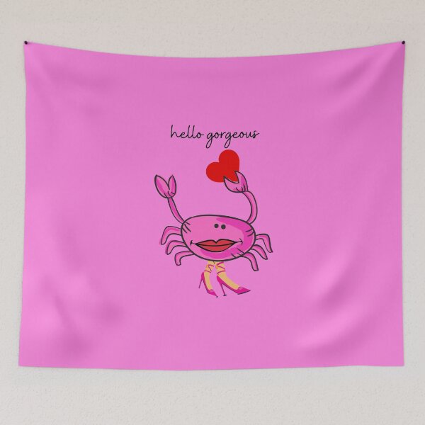 Item preview, HELLO GORGEOUS PINK CRAB 3 RED HEART PINK SHOES (medium pink background) designed and sold by EllieMonroe.