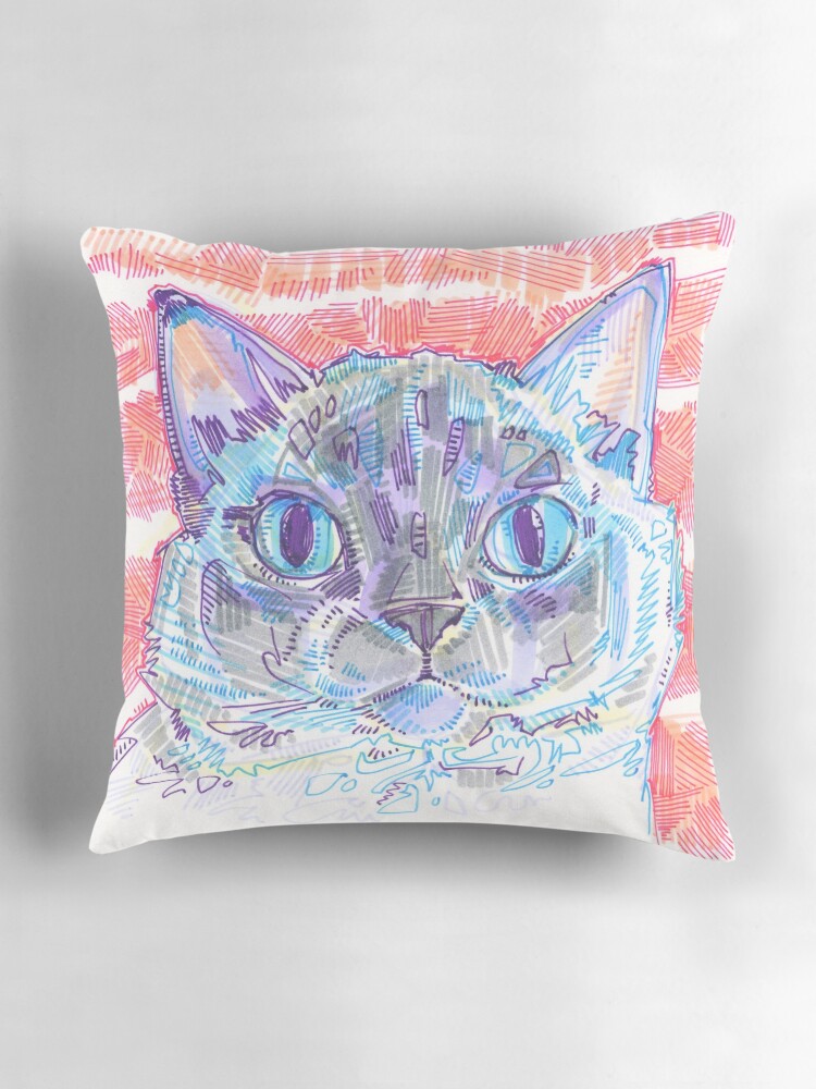 Thumbnail 3 of 4, Pillow, Ragdoll Cat with Big Blue Eyes designed and sold by gwennpaints.