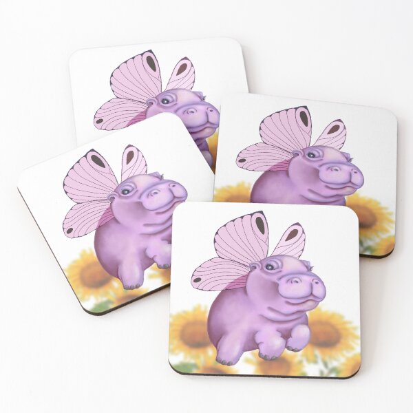 Item preview, Behemoth, Pink hippo in  sunflower Monster Meme Fun art  designed and sold by BIEZAART.