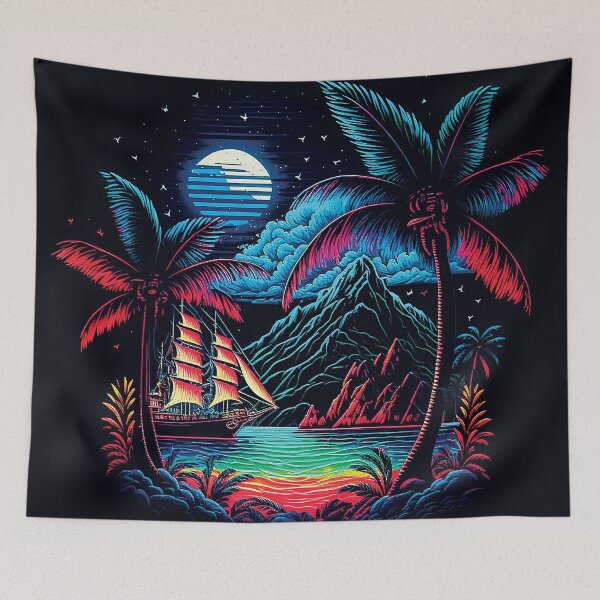 Item preview, Dark neon island ocean#1-1 designed and sold by FunArt4You.