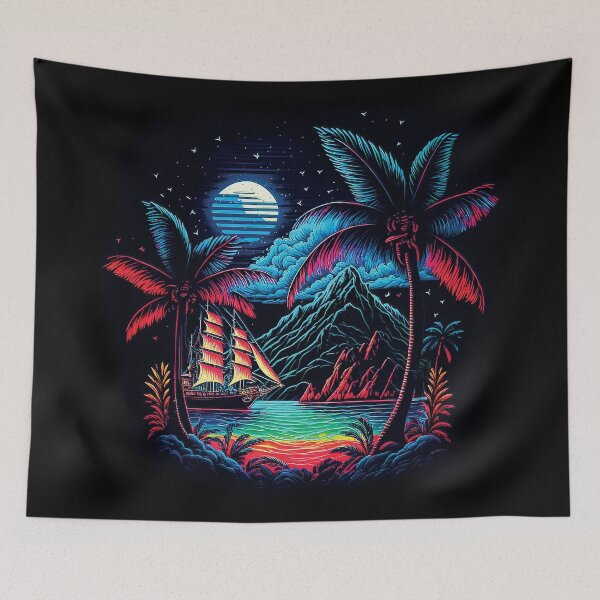 Item preview, Dark neon island ocean#1 designed and sold by FunArt4You.