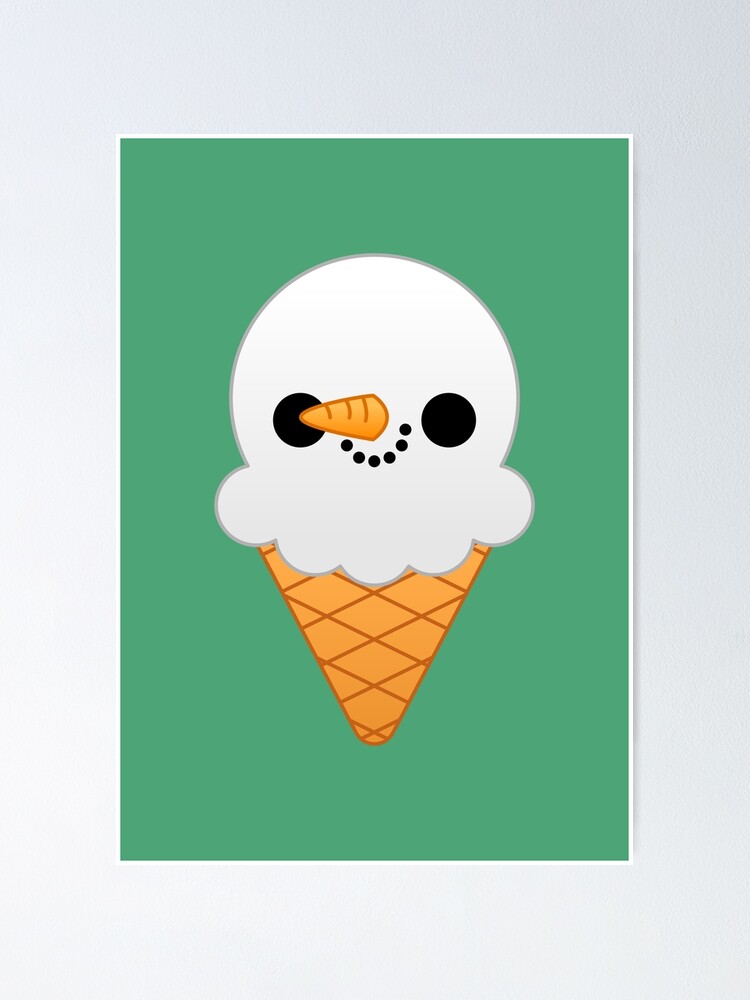 Poster Creme Glacee Kawaii Bonhomme De Neige Par Kittybox Redbubble